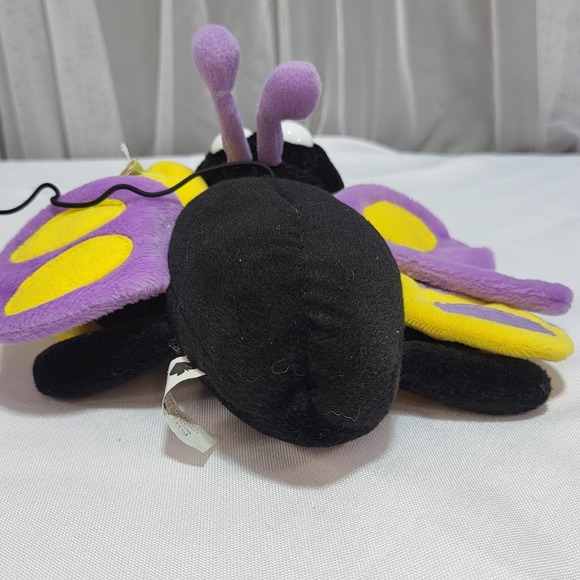 Buggin out Black Purple Yellow 8" Butterfly Hanging Mobile Stuffed Plush Toy - Picture 7 of 11